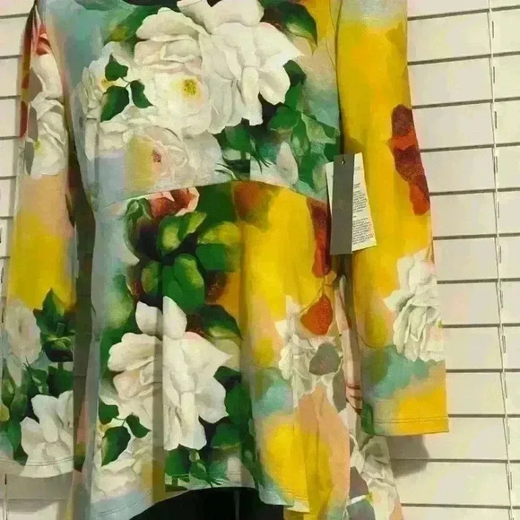 Melissa McCarthy Seven7 Summer Watercolor Floral Zip Long Sleeves Size Small - Picture 3 of 6